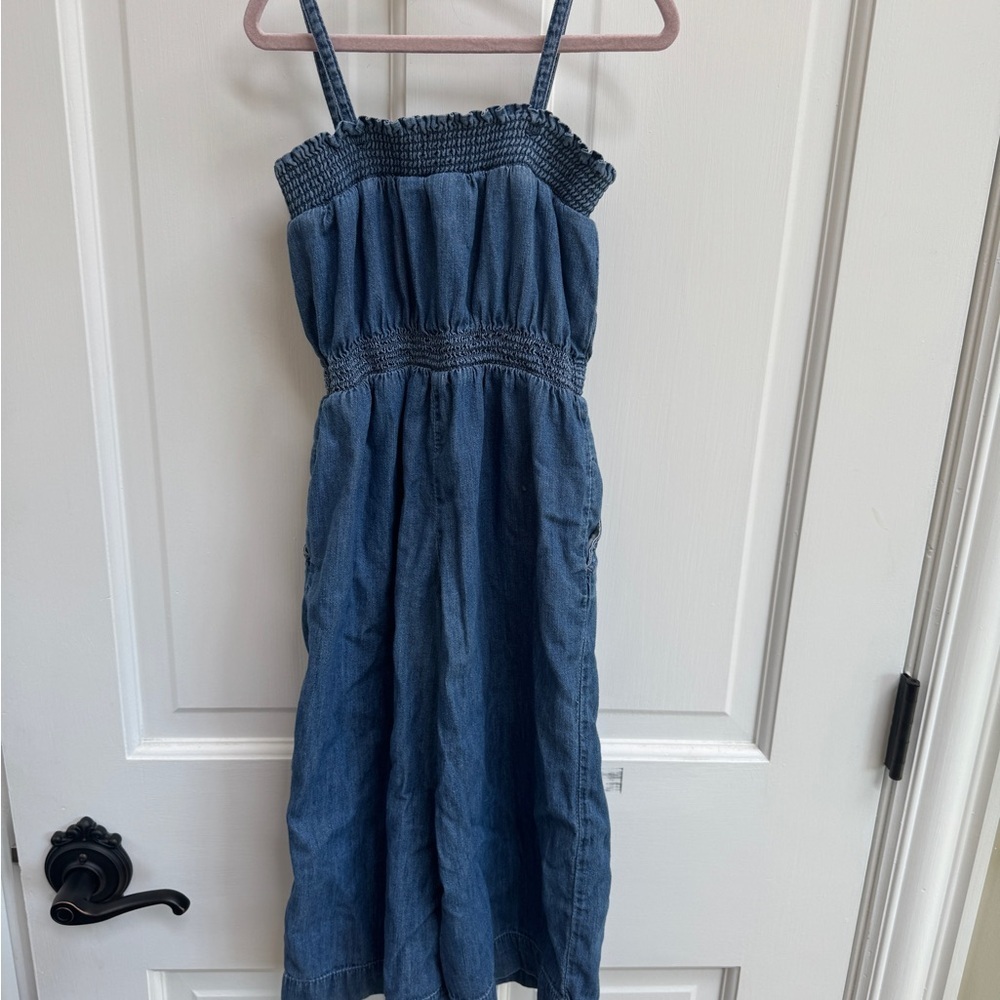 GAP Denim XS 4T Girls Blue Denim One Piece Jumpsuit with Spaghetti Straps - Picture 6 of 6
